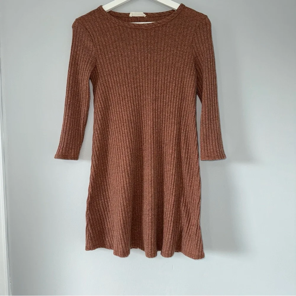Forever Rose Terracotta Ribbed Dress - Picture 1 of 3